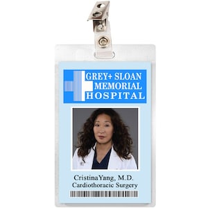 Grey's Anatomy CRISTINA YANG Grey Sloan Memorial Hospital ID Badge ...