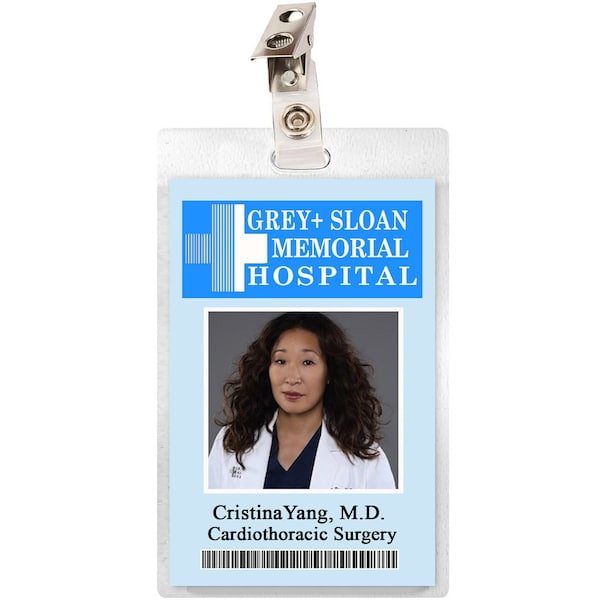 Grey's Anatomy CRISTINA YANG Grey Sloan Memorial Hospital ID Badge Laminate Name Tag Cosplay Costume