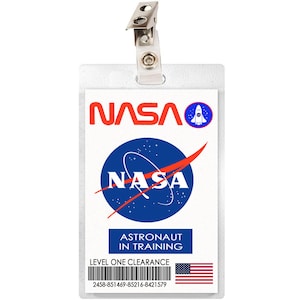 NASA Astronaut In Training Rocket Scientist ID Badge Card Cosplay Costume Name Tag Halloween Laminate