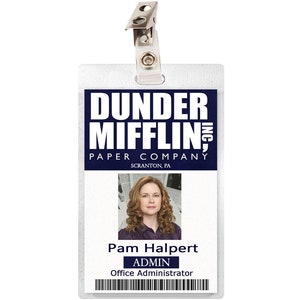 The Office Pam Halpert Beesly Dunder Mifflin ID Badge Name Tag Cosplay Costume Prop Laminate