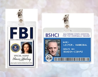 Silence of the Lambs Clarice Starling ID Badge Card Hannibal Lecter Laminate Halloween Prop