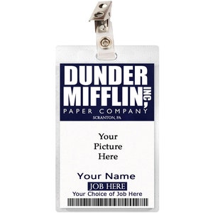 CUSTOM The Office Dunder Mifflin ID Badge Name Tag Cosplay Costume Prop Laminate