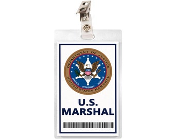 US Marshal ID Badge Card Cosplay Special Deputy Costume Name Tag Halloween Costume Laminate