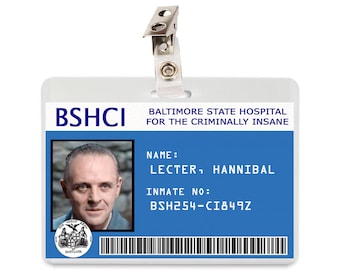 Silence of the Lambs Doctor Hannibal Lecter Hospital ID Badge Card Laminate