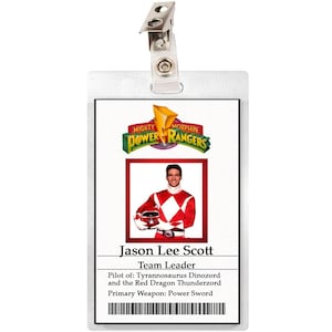 Mighty Morphin Power Rangers Badge Only 90s TV Show ID Badges Red, Pink, Black, Yellow, Green, Blue Ranger MMPR Laminate