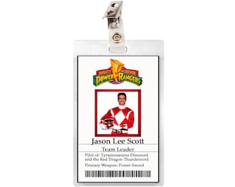 Mighty Morphin Power Rangers Badge Only 90s TV Show ID Badges Red, Pink, Black, Yellow, Green, Blue Ranger MMPR Laminate