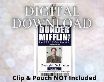 The Office Dwight Schrute Dunder Mifflin ID Badge Cosplay Costume Name ...