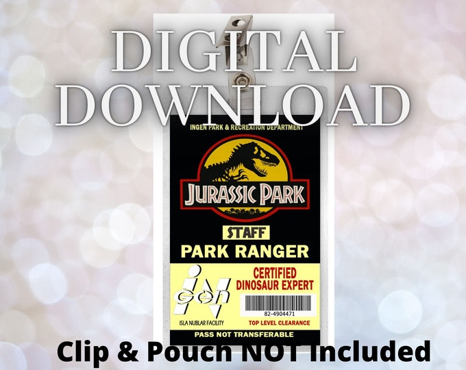 Jurassic Park / World Ranger ID Badge Name Tag Prop for Cosplay Costume ...