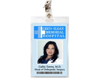 Grey's Anatomy CALLIE TORRES Grey Sloan Memorial Hospital ID Badge Name Tag Cosplay Costume Laminate