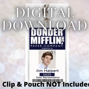 The Office Jim Halpert Dunder Mifflin ID Badge Card Download Bild Namensschild Cosplay Kostüm