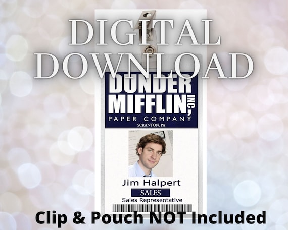  The Office Pam Halpert & Jim Halpert Dunder Mifflin Set of 2  ID Badges : Office Products