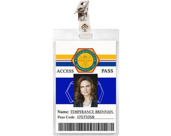 BONES Jeffersonian Institute ID Badge: Temperance Brennan, Seeley Booth, Angela Montenegro, Jack Hodgins Laminate Cosplay Name Tag