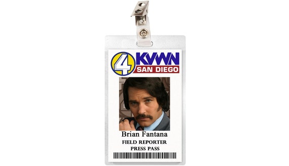 Anchorman ID Badge Brian Fantanta Channel 4 Press News Pass ID Badge Card  Download Image Name Tag Cosplay Costume