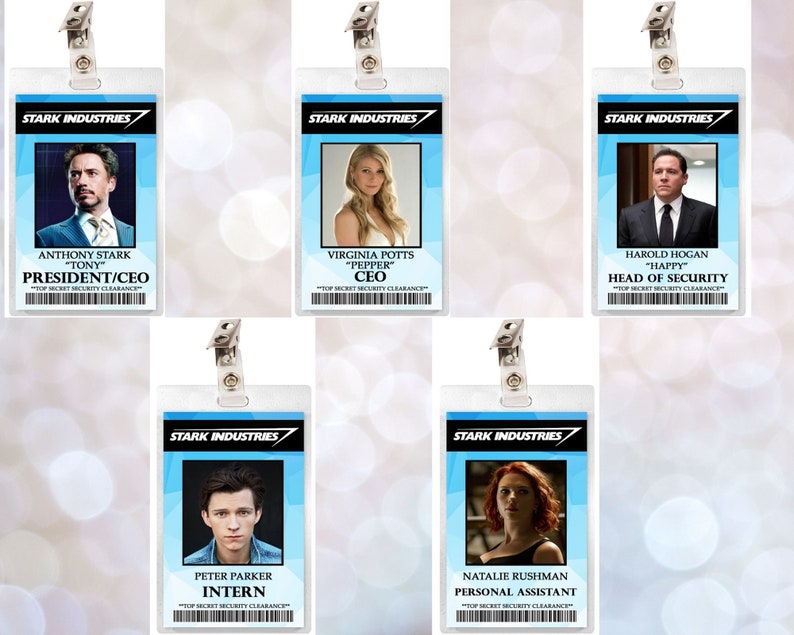 Stark Industries ID Badge Card Tony Stark Pepper Potts Happy Etsy Australia
