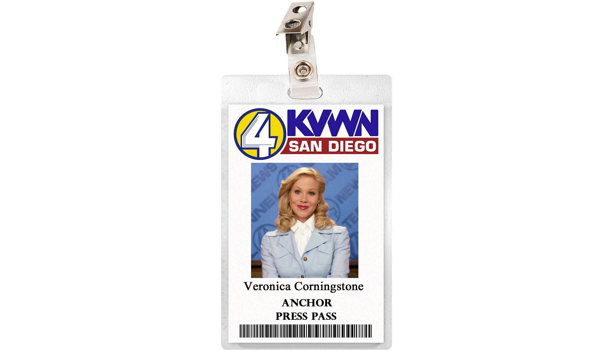 Anchorman ID Badge Ron Burgundy, Veronica Corneringstone, Brain Fantanta Brick Tamland Champ Kind Channel 4 Press News Pass Cosplay Laminate