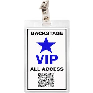 VIP Backstage All Access Pass ID Badge Card Concert Band Laminate Prop
