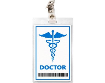 Doctor ID Badge Card Nurse Name Tag Cosplay Costume Laminate Halloween Prop Hospital