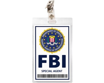 FBI ID Badge Card Cosplay Costume Name Tag Prop Laminate Halloween