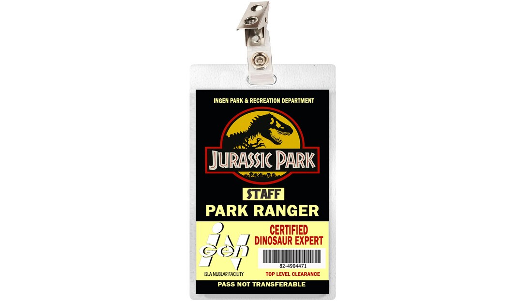 Jurassic Park / World Ranger ID Badge Name Tag Prop for Cosplay Costume ...