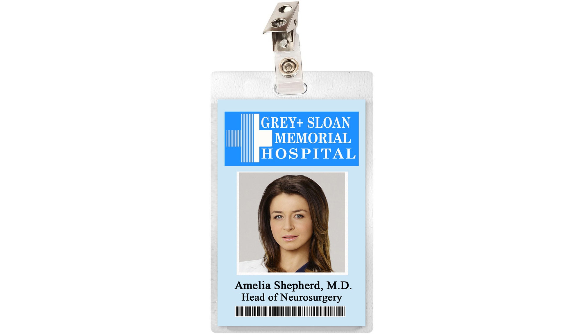 Grey's Anatomy AMELIA SHEPHERD Grey Sloan Memorial Hospital ID Badge Name Tag Cosplay Costume Laminate