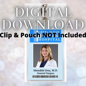 Grey's Anatomy MEREDITH GRIJS Grijs Sloan Memorial Hospital ID Badge Download Image Name Tag Cosplay Dokterkostuum