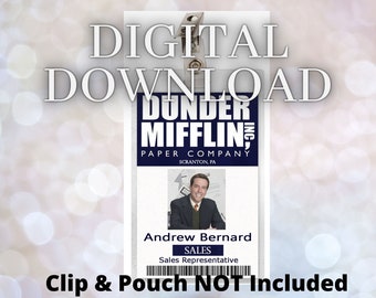 The Office Andrew Bernard Dunder Mifflin ID Badge Card Download Image Name Tag Cosplay Costume