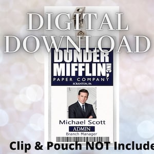 The Office Michael Scott Dunder Mifflin ID Badge Card Download Bild Namensschild Cosplay Kostüm