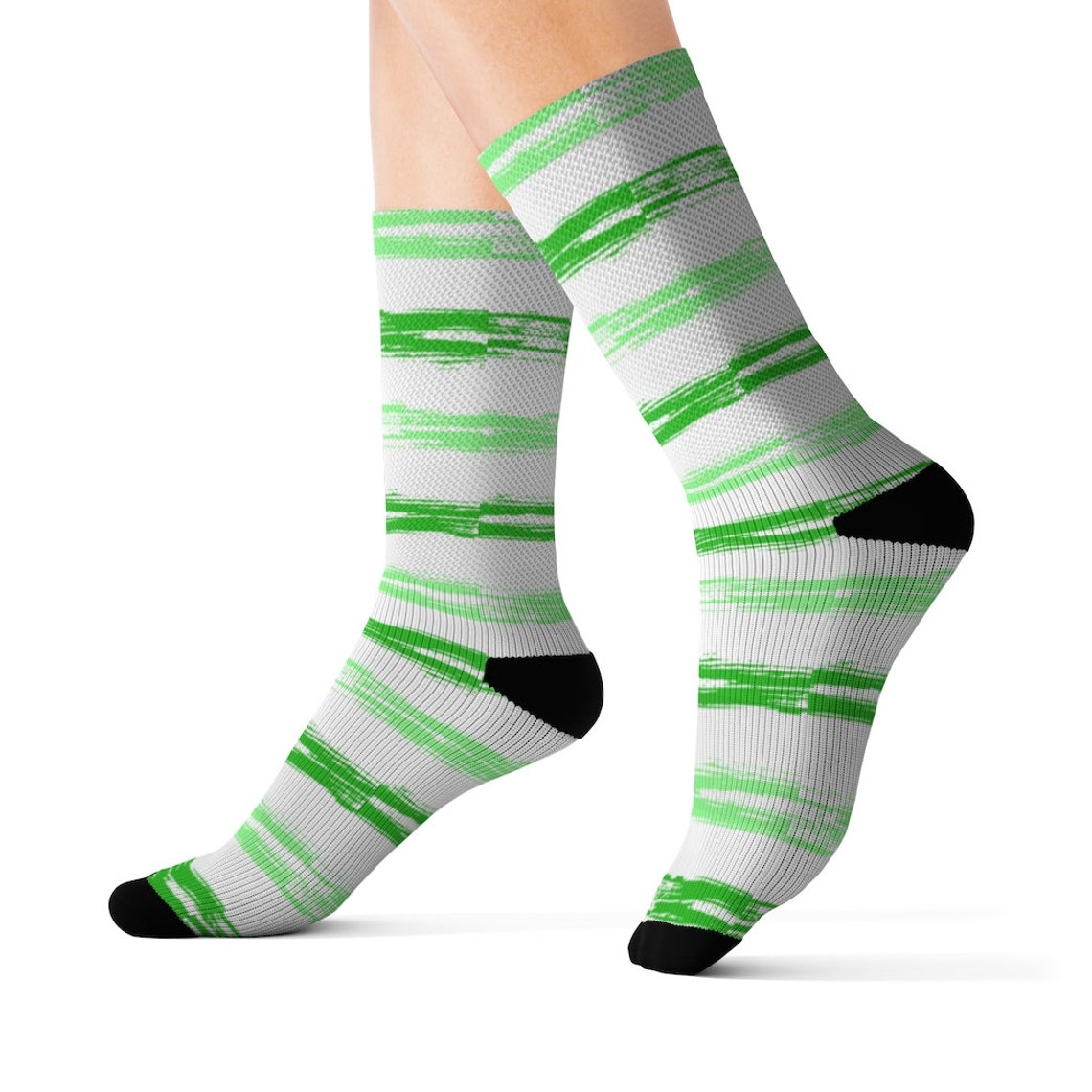 St Patrick's Day Green Striped Socks Men's | Etsy