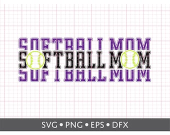 Softball Mom SVG Digital Download Cut file. For T-shirts, Hats, Mugs and More. Compatible with Cricut and Silhouette.