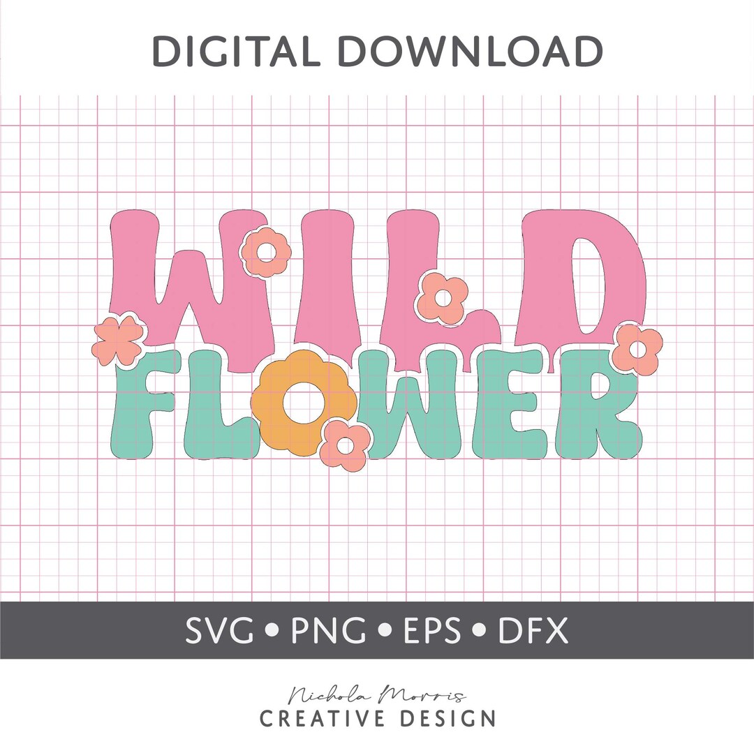 Retro Flower SVG Digital Download Cut File. for T-shirts, Hats, Mugs ...