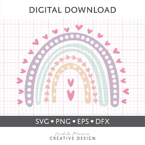 Rainbow Hearts SVG SVG Digital Download Cut file. For T-shirts, Hats, Mugs and More. Compatible with Cricut and Silhouette.
