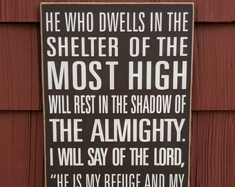 Psalm 91 1-2 Sign: Christian Scripture, Inspirational Gift