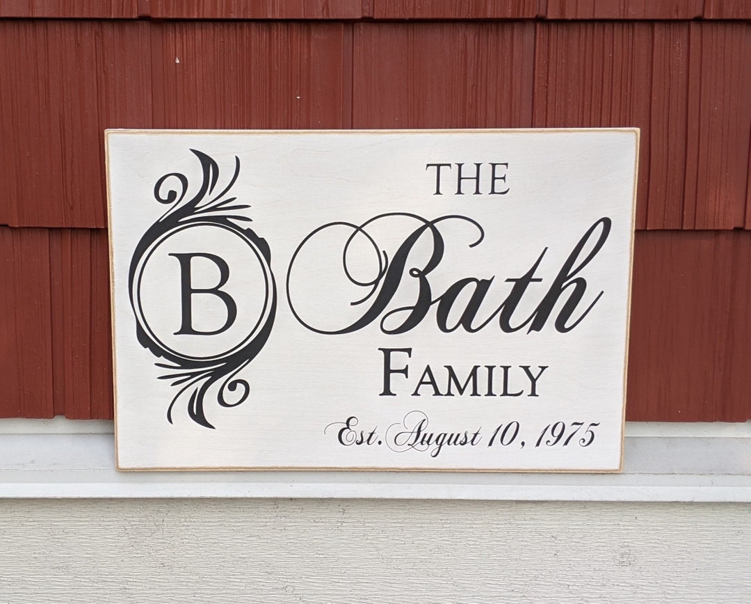Custom Family Name Sign With Monogram and Established Date, Farmhouse ...