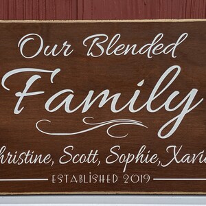 Custom Blended Family Wood Sign: Engraved Farmhouse Decor