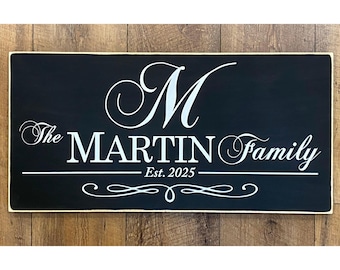 Letrero personalizado con el nombre de la familia: Decoración rústica grabada