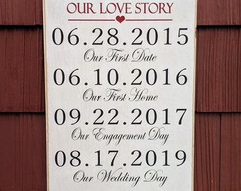 Letrero personalizado "Nuestra historia de amor", regalo de boda personalizado para parejas.