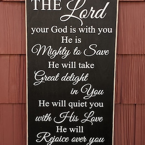 Sophonie 3:17, Le Seigneur votre Dieu est avec vous, verset de la Bible, signe chrétien, inspiration signe, cadeau d'encouragement, cadeau de pendaison de crémaillère