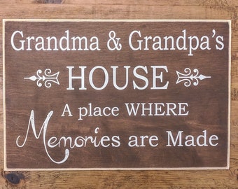Letrero de madera para la casa de la abuela y el abuelo: Regalo rústico para abuelos