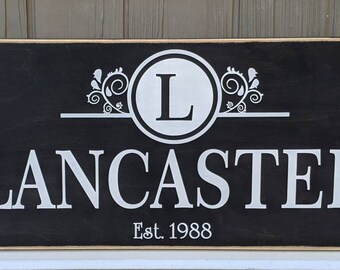 Letrero personalizado con el nombre de la familia: Decoración rústica grabada