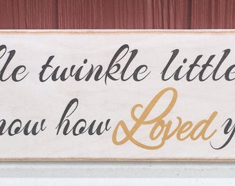 Twinkle Twinkle Little Star, sign for child, nursery sign, baby shower gift, wood sign, 6" x 24"