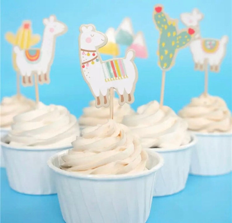 Llama birthday llama cupcake toppers llama party llama Etsy