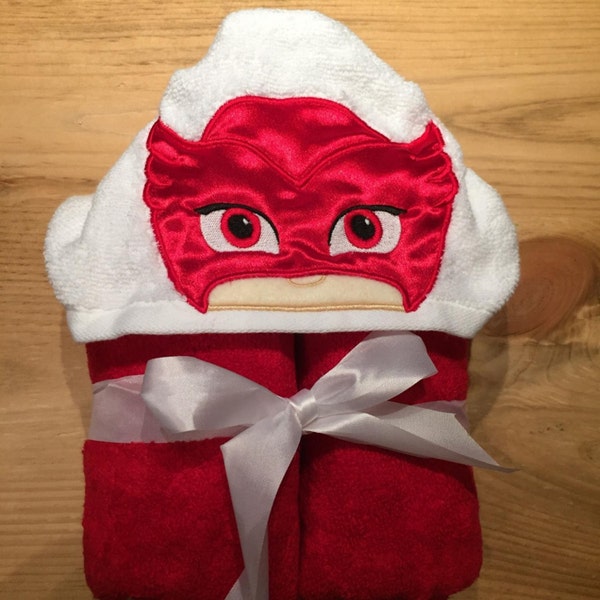 Owlette look-a-like Hooded Towel from PJ Mask - Embroidering option