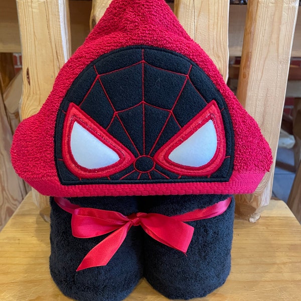 Spidey look-a-like Hooded Towel with embroidery option