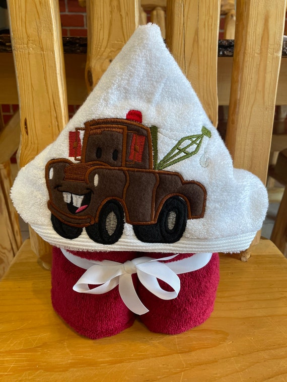 Mater Look a like Hooded Towel From Cars Movie Embroidering Option