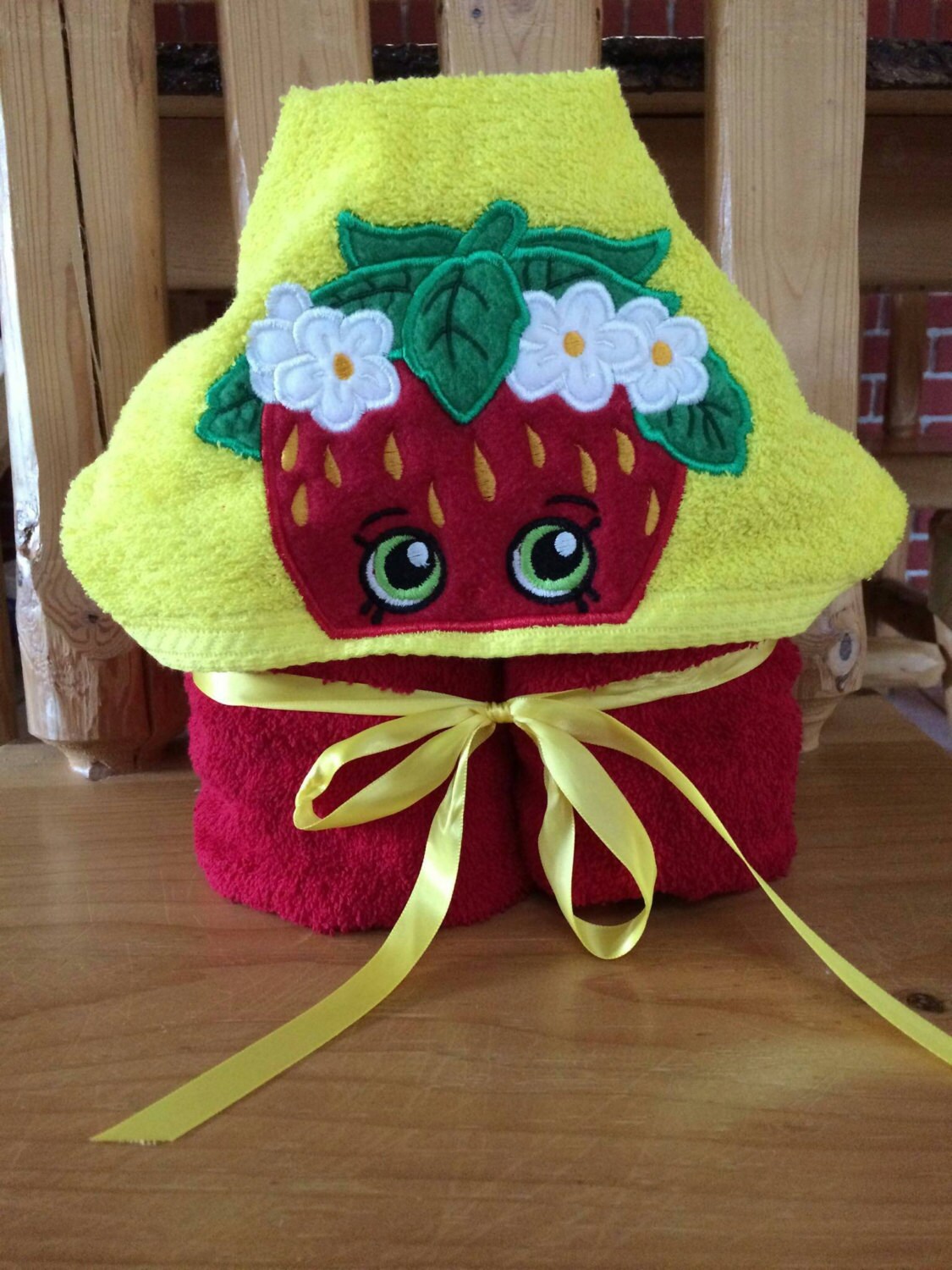 Shopkins Strawberry Look a like Hooded Towel Etsy Ireland