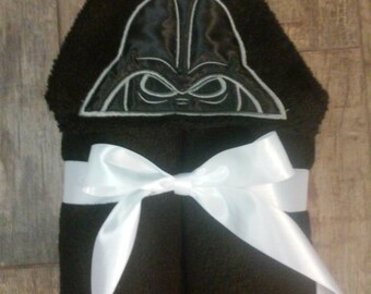 Darth Vader look-a-like hooded towel