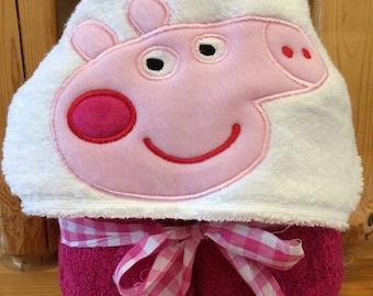 Peppa Pig look a like hooded towel