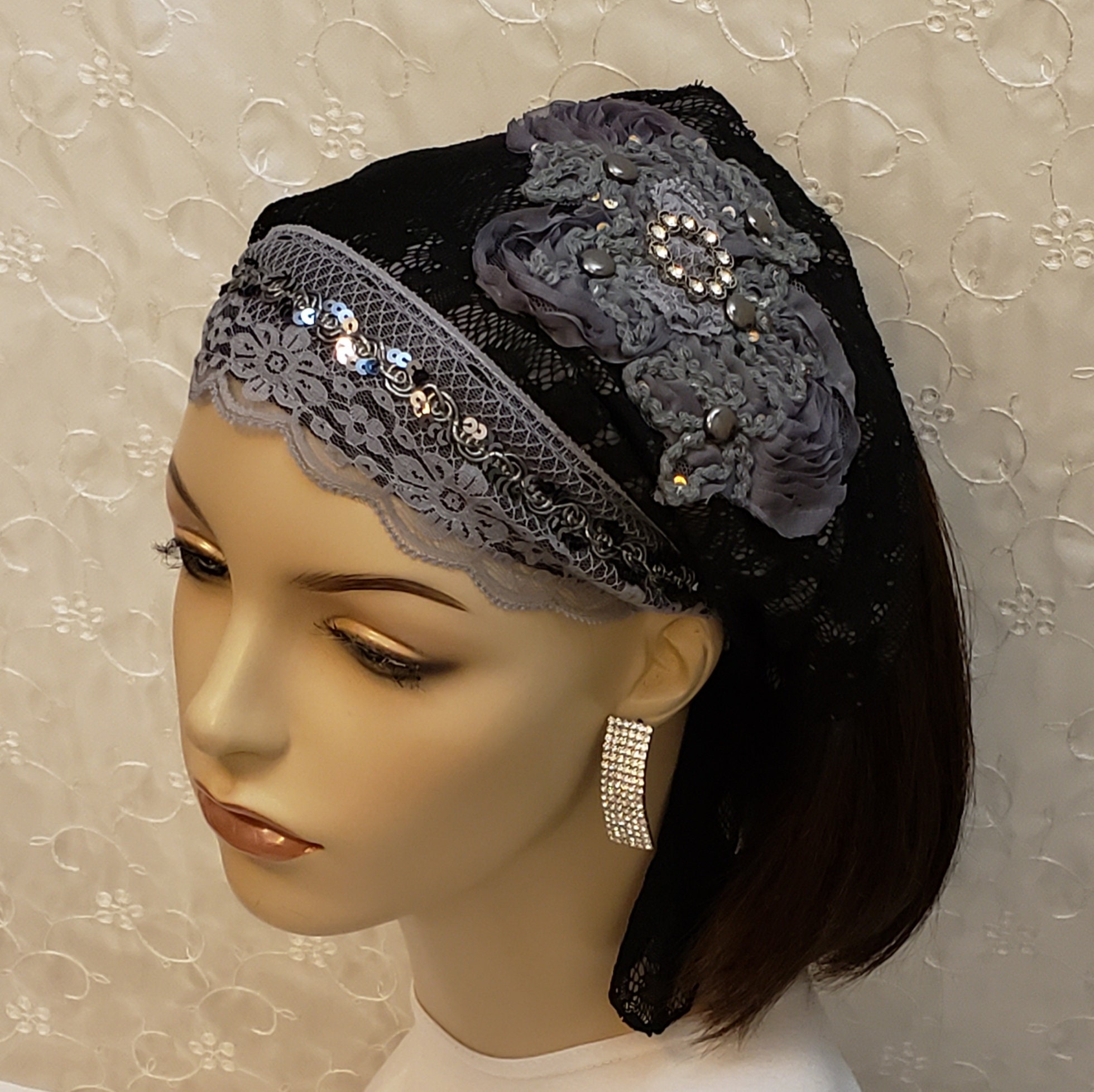 Wedding Headband Cotton And Lace Formal Hair Covering Lace Head