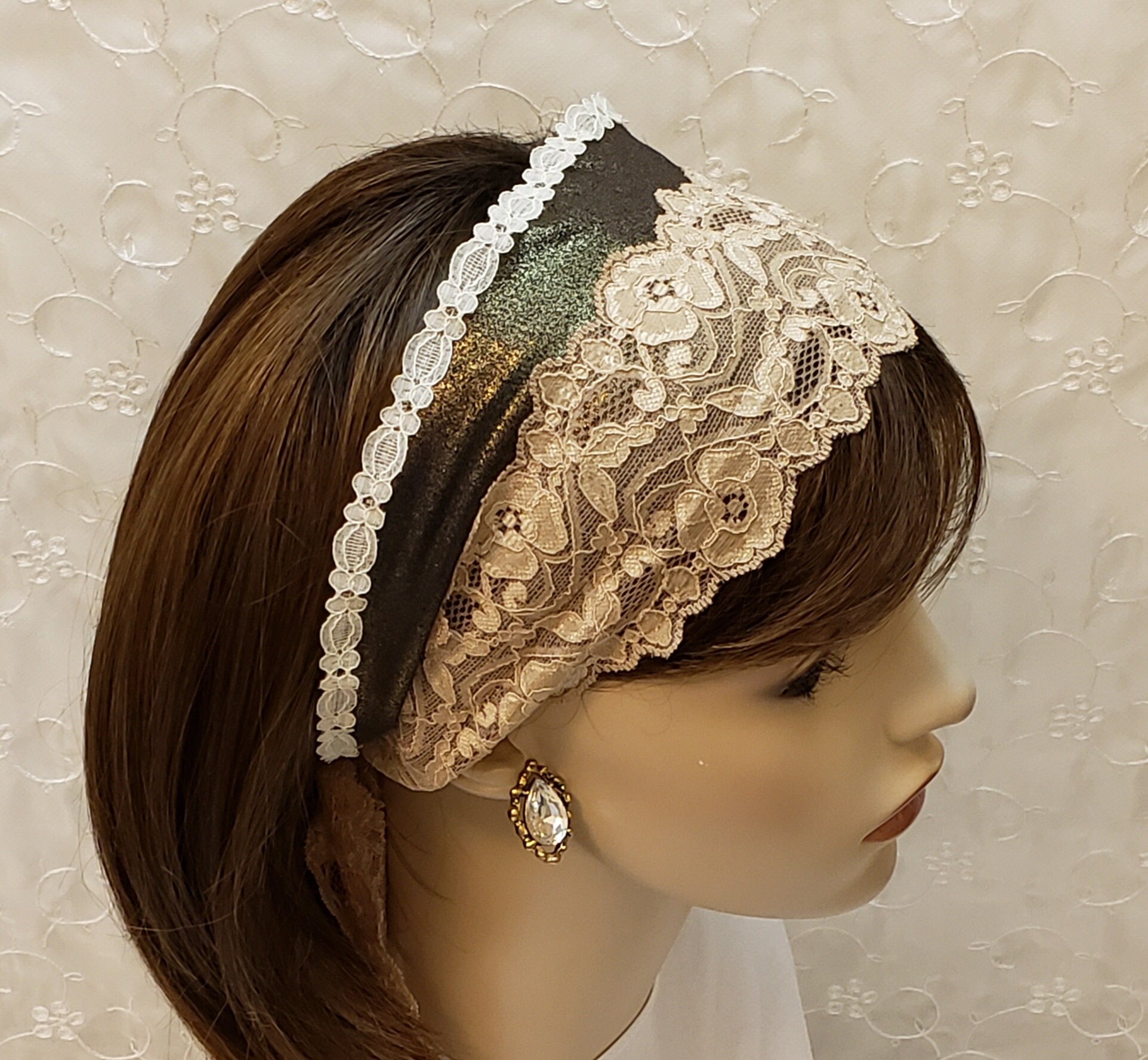 Golden Beauty 2 Formal Headband With Guipure Lace Accessories