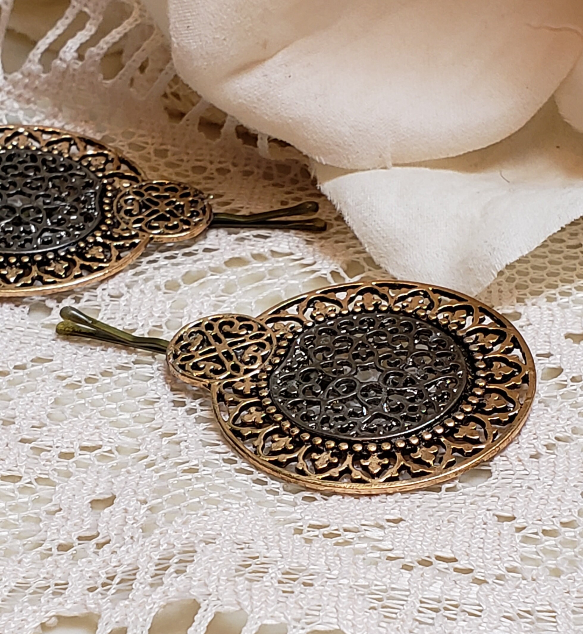Baroque Gold And Silver Design Tichel And Hair Pin Wedding Hair Pin